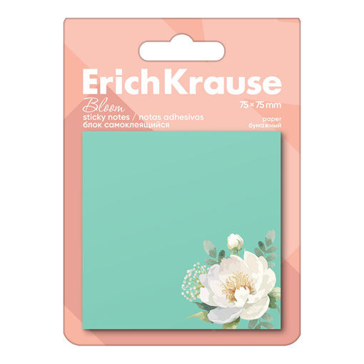 Picture of EK STICKY NOTES PASTEL BLOOM TURQUOISE 75X75MM